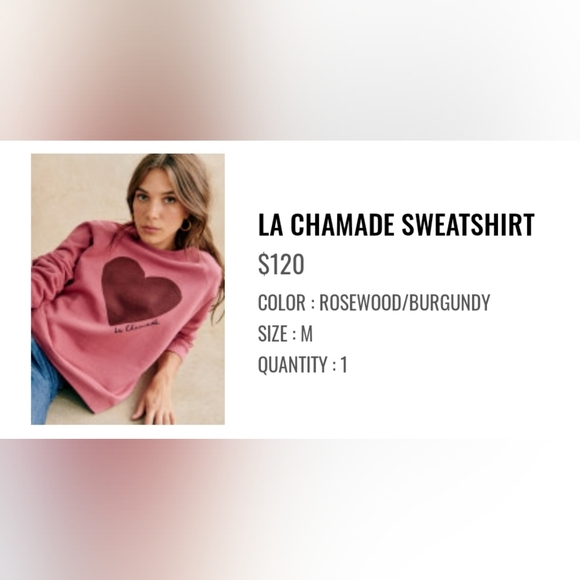 Sezane La Chamade Sweatshirt Rosewood/burgundy - Picture 2 of 3